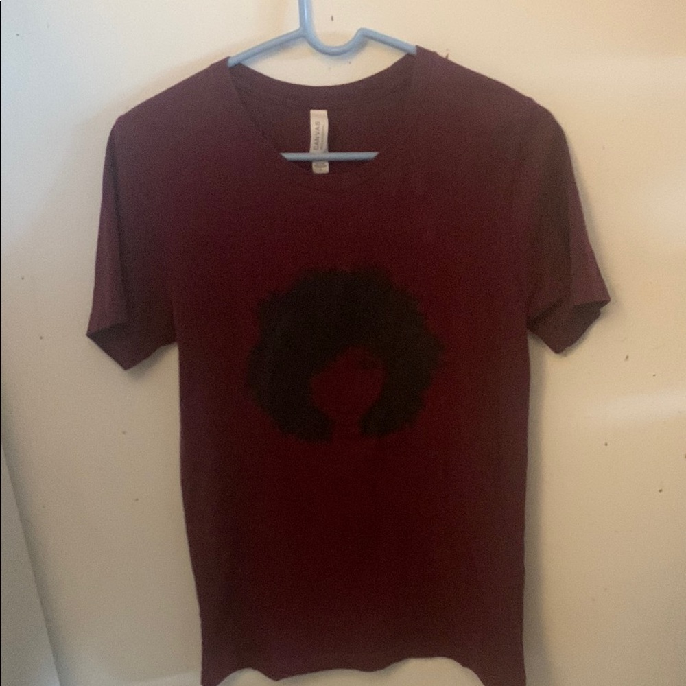 Super Funky Afro Lady Burgundy Graphic T-Shirt Bella Canvas 100% Cotton SZ Small